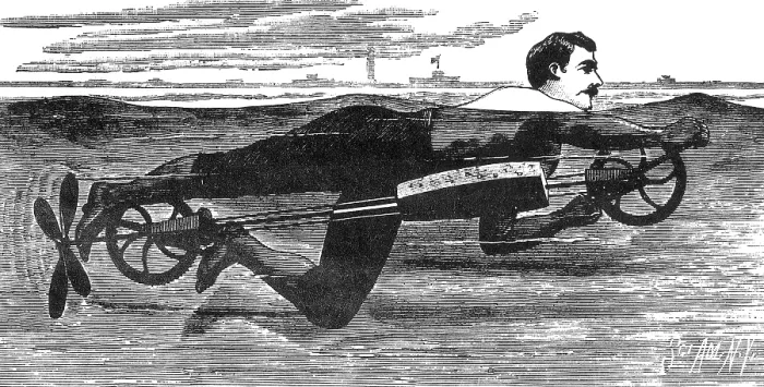 Framed Print : Richardson's Swimming Device, 1880
