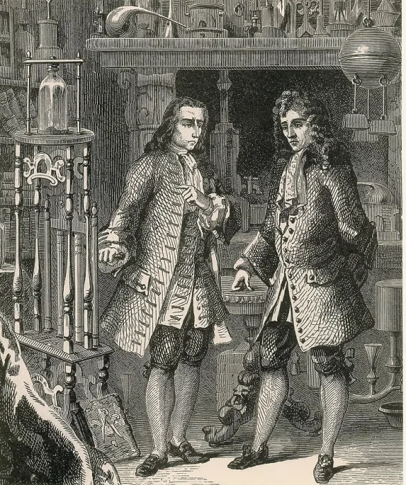 Framed Print : Robert Boyle and Denis Papin