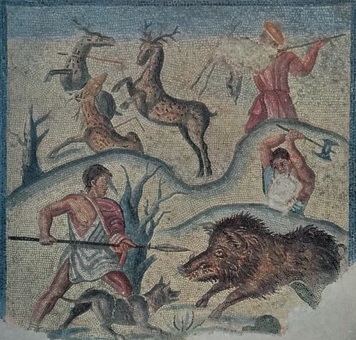 Framed Print : Roman Hunting Party Mosaic, 2nd Century BC