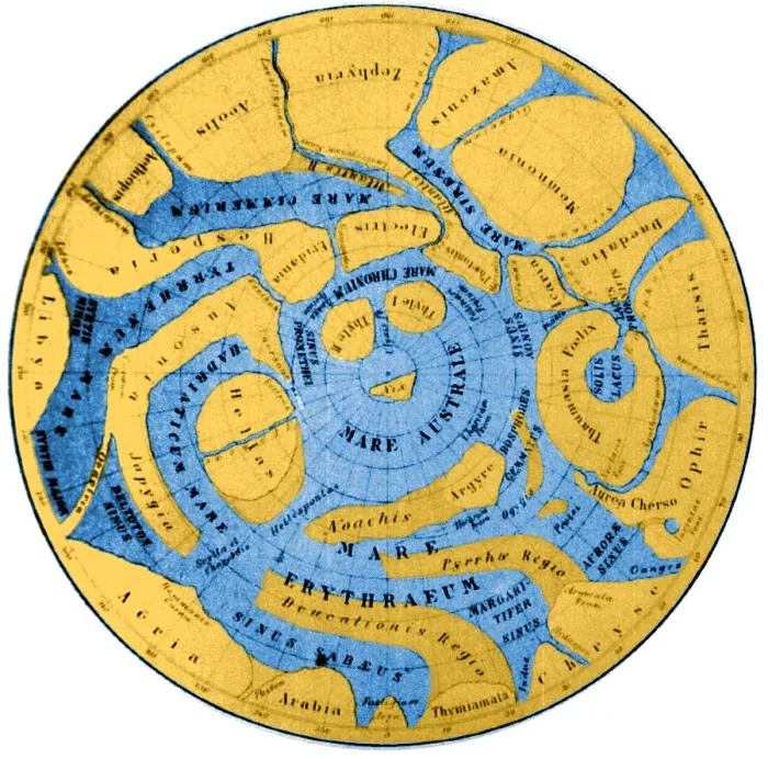 Framed Print : Schiaparelli Mars Map, 1877-78