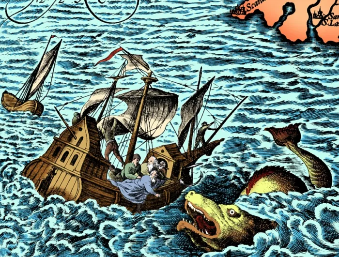 Framed Print : Sea Serpent Attacking Ship, 1583 Framed Print : Sea Serpent Attacking Ship, 1583