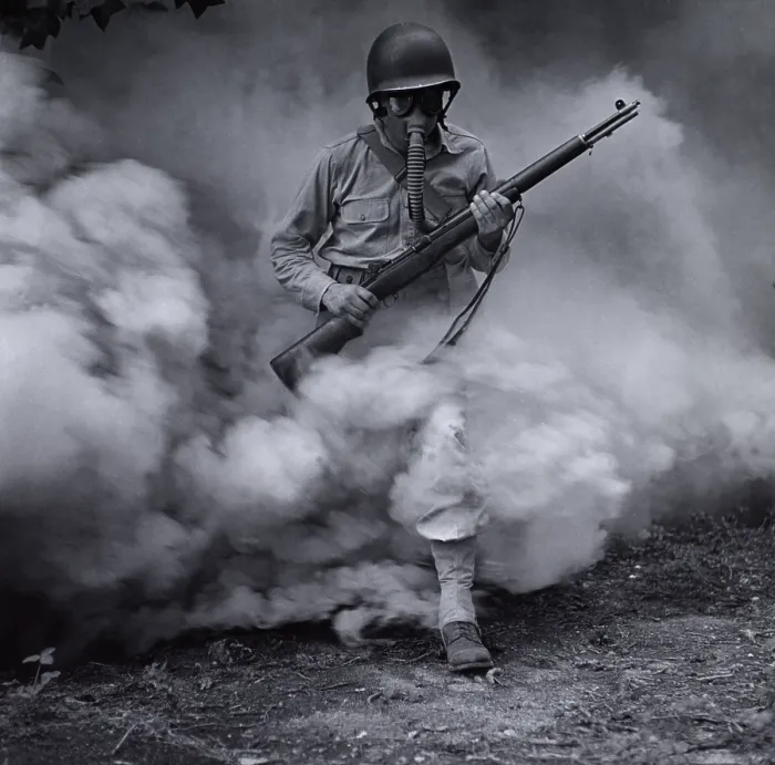 Framed Print : Sergeant In Gas Mask