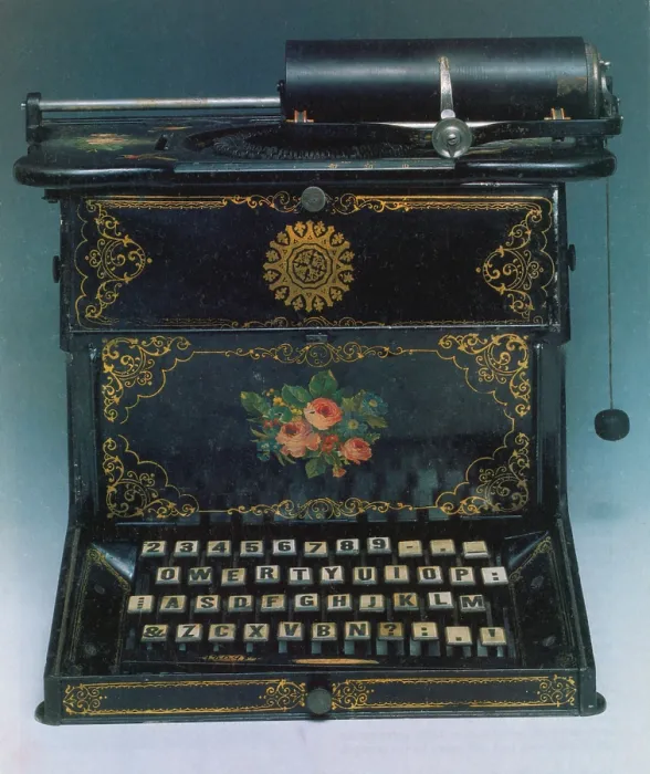 Framed Print : Sholes and Glidden Typewriter