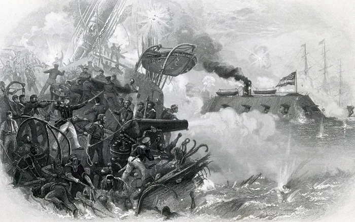 Framed Print : Sinking of the USS Cumberland, 1862