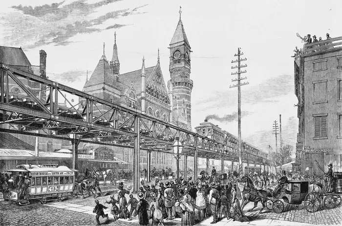 Framed Print : Sixth Avenue El Train, 1878 Framed Print : Sixth Avenue El Train, 1878