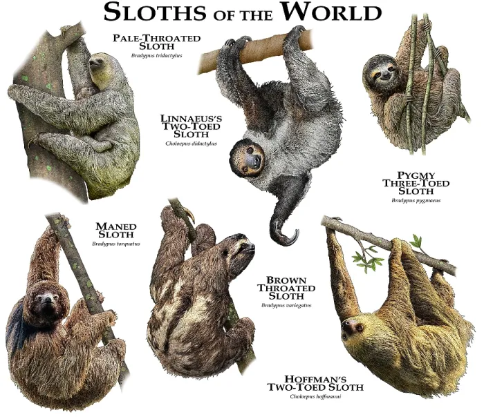 Framed Print : Sloths of the World Framed Print : Sloths of the World