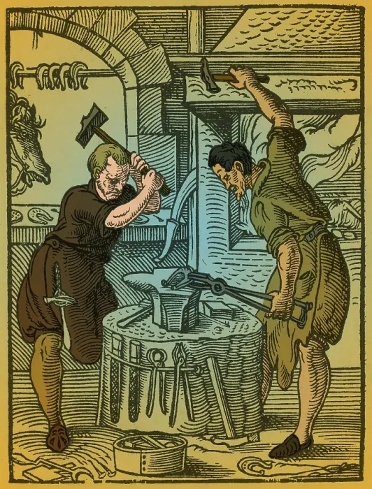 Framed Print : The Smith, Medieval Tradesman
