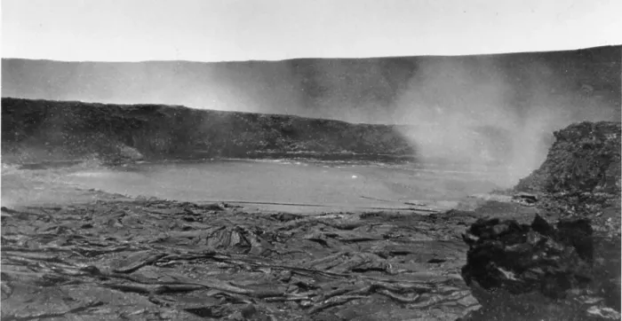 Framed Print : The smoking crater of the active volcano Kilauea in Hawaii