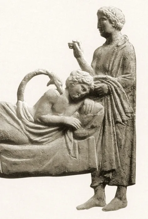 Framed Print : Snake of Asclepius Curing Ancient Greek Patient Framed Print : Snake of Asclepius Curing Ancient Greek Patient