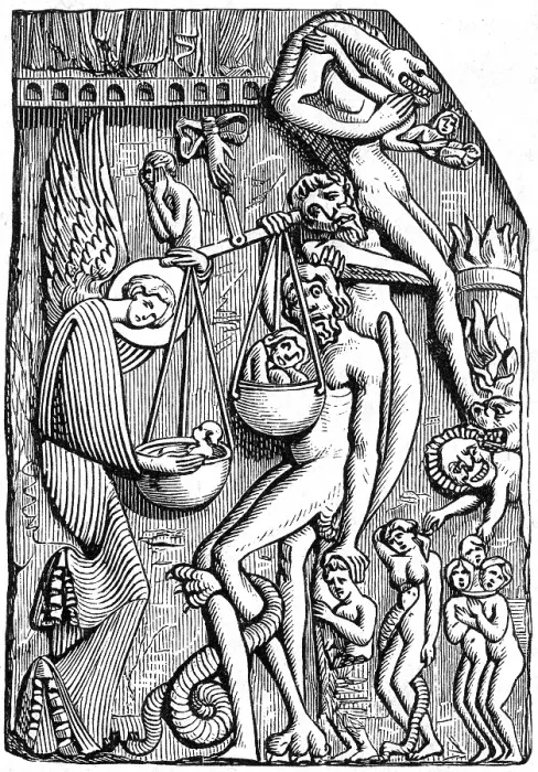 Framed Print : Souls Weighed in the Balance, 12th Century