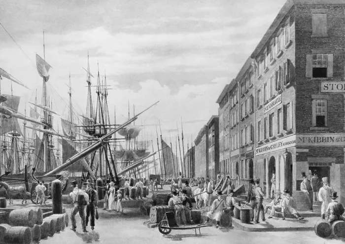 Framed Print : South Street, NYC, 1828 Framed Print : South Street, NYC, 1828