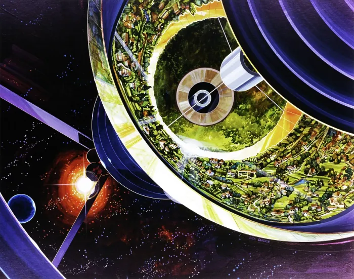 Framed Print : Space Colony Poster, 1970s