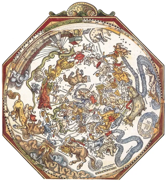 Framed Print : Star Map, Astronomicon Caesareum, 1540