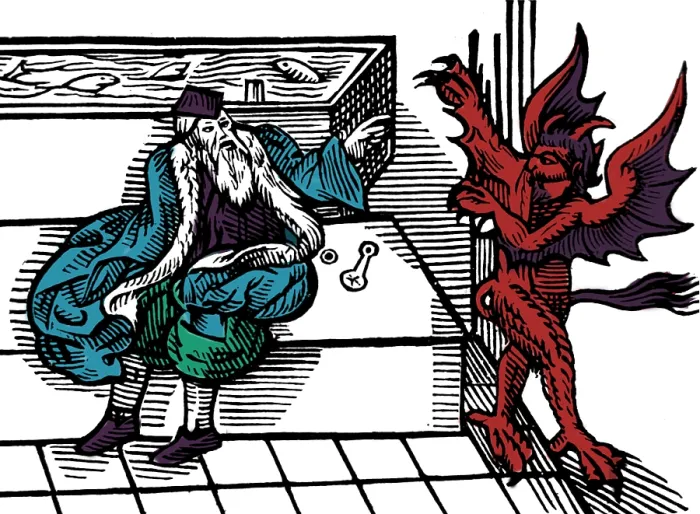 Framed Print : 'The Devil Hates Hygiene', Public Bathroom, 1590s Framed Print : 'The Devil Hates Hygiene', Public Bathroom, 1590s
