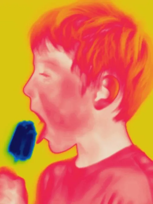 Framed Print : Thermogram of boy eating a popsicle Framed Print : Thermogram of boy eating a popsicle