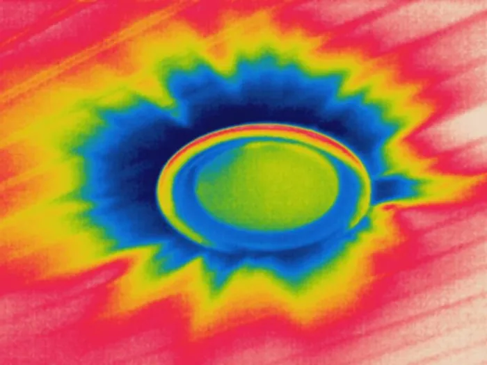 Framed Print : Thermogram of heat leaking around a light Framed Print : Thermogram of heat leaking around a light