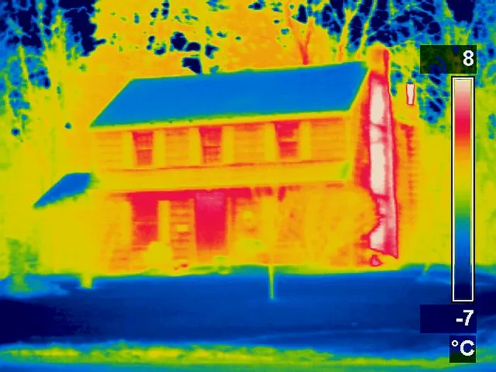 Framed Print : A thermogram of a home in winter Framed Print : A thermogram of a home in winter