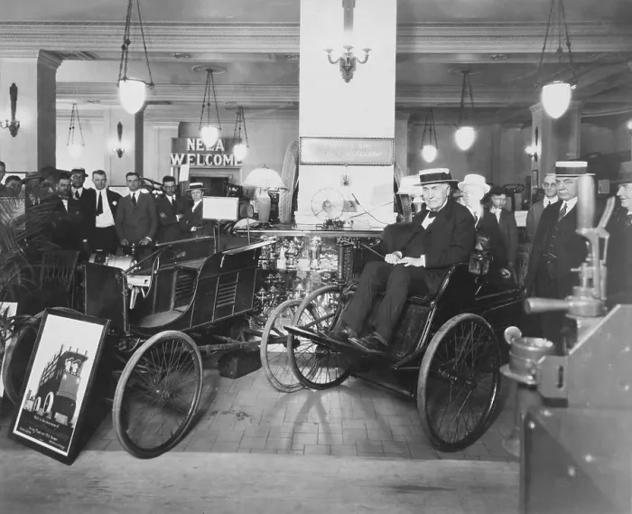 Framed Print : Thomas Edison in Quadricycle Framed Print : Thomas Edison in Quadricycle