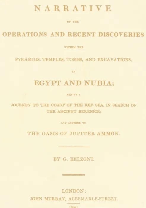 Framed Print : Title page of Belzoni's book Framed Print : Title page of Belzoni's book