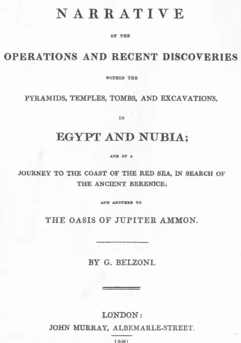 Framed Print : Title page of Giovanni Battista Belzoni's book Framed Print : Title page of Giovanni Battista Belzoni's book