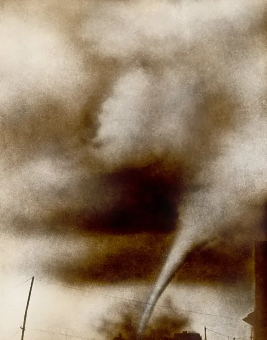 Framed Print : Tornado, Oklahoma, August 1925. The condensation funnel is clearly visible