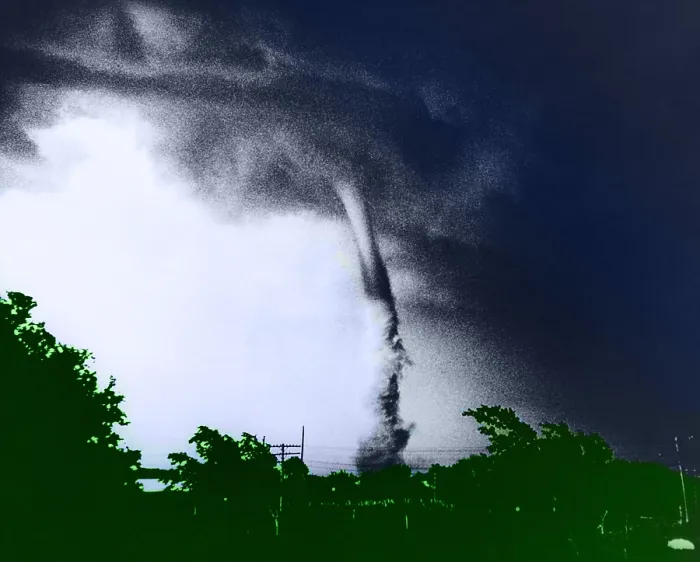 Framed Print : Tornado. The condensation funnel is clearly visible