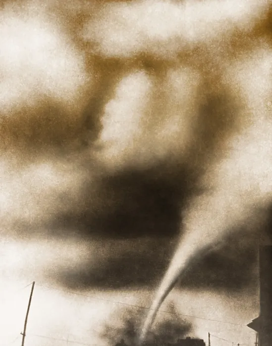 Framed Print : Tornado, Oklahoma, August 1925. The condensation funnel is clearly visible Framed Print : Tornado, Oklahoma, August 1925. The condensation funnel is clearly visible