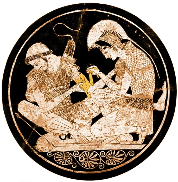 Framed Print : Trojan War, Achilles Tending Patroclus
