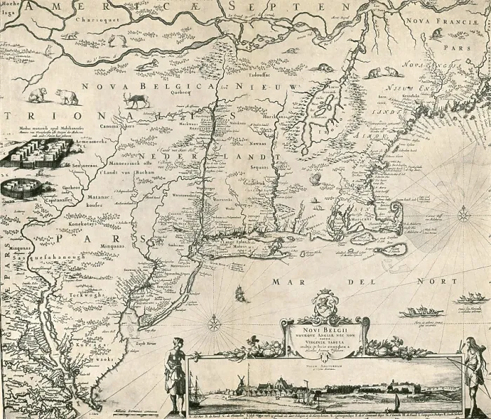 Framed Print : Visscher Map, New Netherland, 1650 Framed Print : Visscher Map, New Netherland, 1650