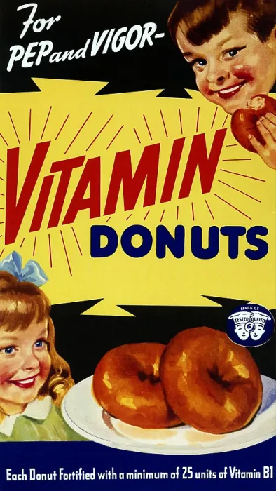 Framed Print : Vitamin Donut Retro Nutrition Poster, Humorous, Healthy Junk Food Framed Print : Vitamin Donut Retro Nutrition Poster, Humorous, Healthy Junk Food