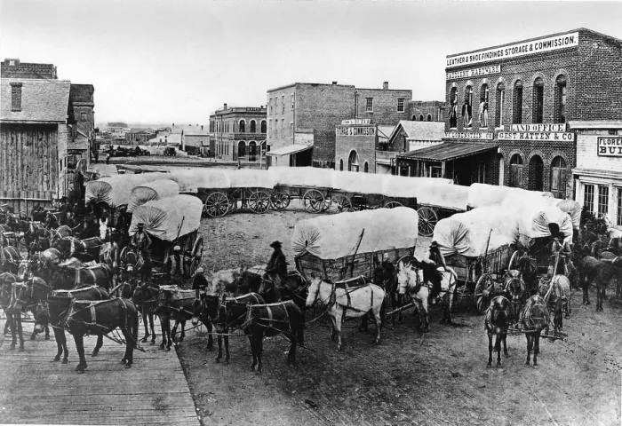 Framed Print : Wagon Train, 1860 Framed Print : Wagon Train, 1860