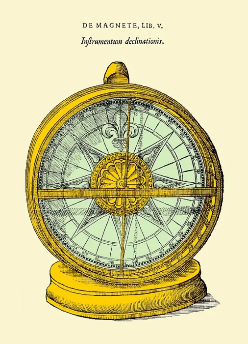 Framed Print : William Gilbert, Declinometer, 17th Century