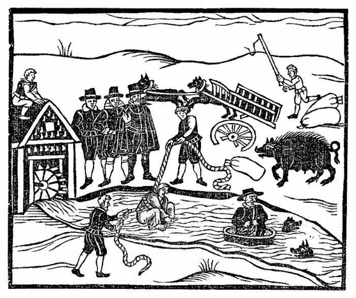 Framed Print : Witch Test, Ordeal by Water, 16th Century Framed Print : Witch Test, Ordeal by Water, 16th Century