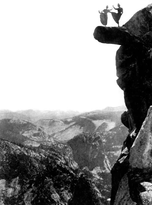 Framed Print : Two Women Dance, Edge of Glacier Point, Yosemite National Park, History, 1890