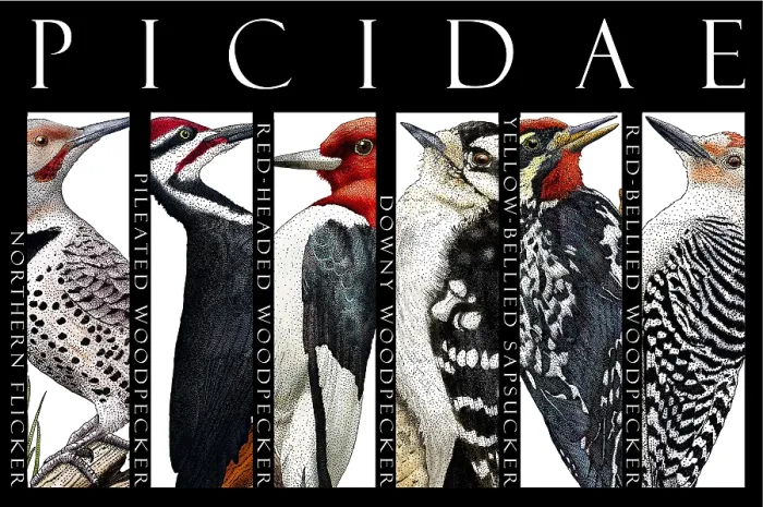 Framed Print : Woodpeckers of North America