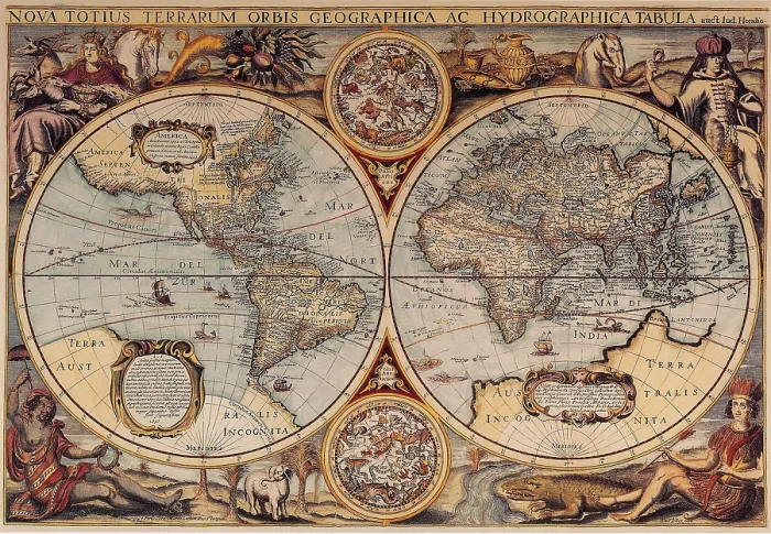 Framed Print : World Map 1636