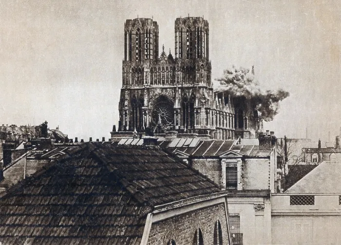 Framed Print : WWI, Direct Hit, Reims Cathedral, 1914 Framed Print : WWI, Direct Hit, Reims Cathedral, 1914