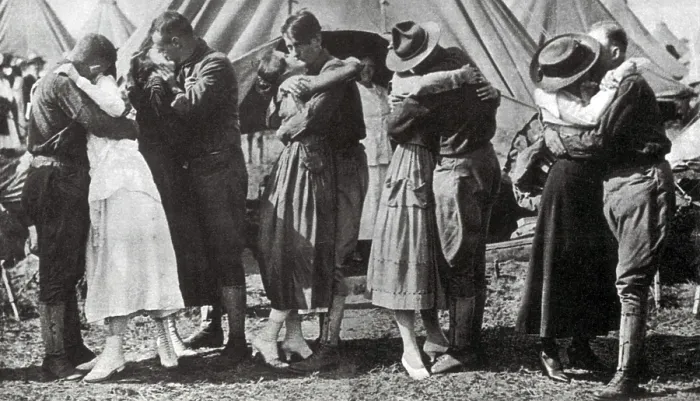 Framed Print : WWI, Doughboys Kiss Sweethearts Goodbye Framed Print : WWI, Doughboys Kiss Sweethearts Goodbye