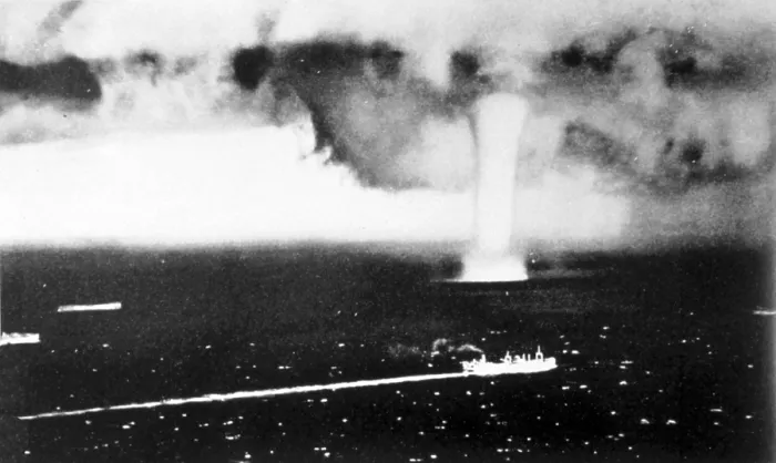 Framed Print : WWII, Atlantic Convoy, Waterspout Framed Print : WWII, Atlantic Convoy, Waterspout