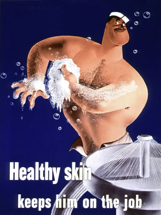 Framed Print : WWII Health Poster, Healthy Skin Framed Print : WWII Health Poster, Healthy Skin