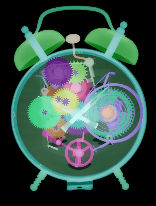 Framed Print : X-ray of an Alarm Clock