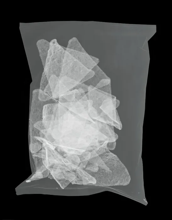 Framed Print : X-ray of a bag of Corn Chips Framed Print : X-ray of a bag of Corn Chips