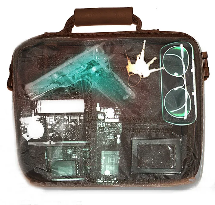Framed Print : X-ray of a briefcase with a gun Framed Print : X-ray of a briefcase with a gun