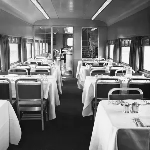 1950s Dining Car Print of a Northern Pacific Train
