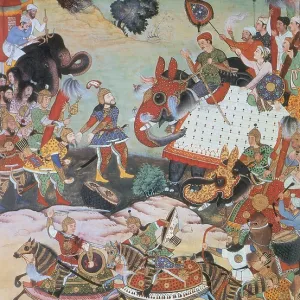 Akbar Receiving Captured Drums and Standards, 1564