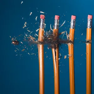 Bullet Hitting Pencils Causing them to Shatter, Stop Photography Bullet Hitting Pencils Causing them to Shatter, Stop Photography