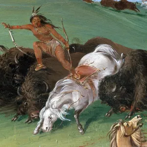 Detail of George Catlin's Buffalo Hunt lithograph, in his Native American series Detail of George Catlin's Buffalo Hunt lithograph, in his Native American series