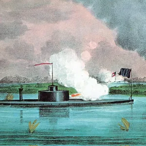 Ironclad USS Montauk Destroys Rebel Steamship, 1863 Ironclad USS Montauk Destroys Rebel Steamship, 1863