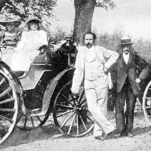 Karl Benz Print: A Family Outing with Early Automobile