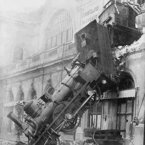 Locomotive Crash Print: Montparnasse Station Derailment